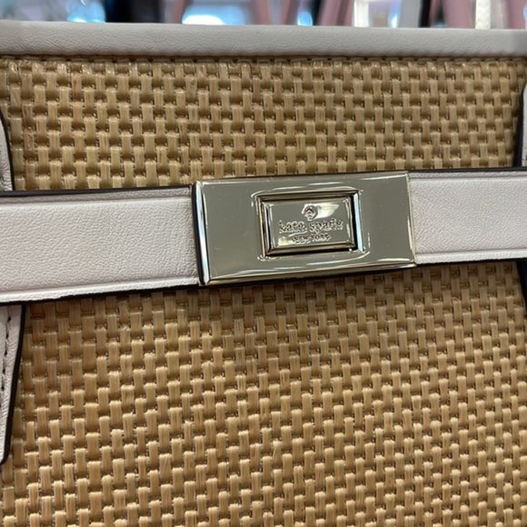 Kate Spade Lucia Straw Medium Satchel Parchment - Picture 5 of 16